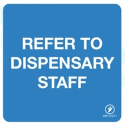 Refer To Dispensary Staff 38X38Mm Labels RTDSL