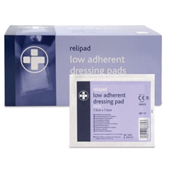 Relipad low- adherent dressing pads 7.5 x 7.5cm - pack of 100