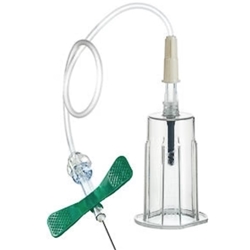 Safety Blood Collection Set, Blue, 23Gx19cm, W/ Holder, Sterile - Box 24