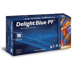 Aurelia® Delight Blue PF® - Powder-Free Vinyl Examination Gloves - M - x100