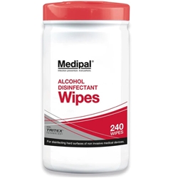 1 x MEDIPAL ALCOHOL WIPES - 200 SHEETS TUB - 195mm x 190mm