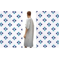 GOWN: Polycotton, Lap Over, Standard Blue Diamond - Single 
