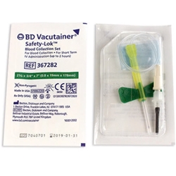 BD Safety-Lok Blood Set 21g x 0.75"  With Luer Adaptor 7" Tubing x 50 - Green