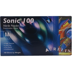 Aurelia Sonic 100 Medium Blue Nitrile Powder-Free Examination Gloves - Non Sterile (100)