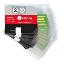 Pk of 10 PDF Data Loggers. Chilled Goods Alarms: High 8°C, Low 2°C