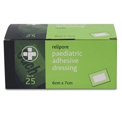 Relipore Paediatric Adhesive Dressing Pads Sterile 6x7cm Box of 25