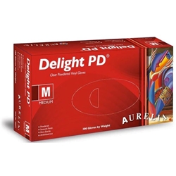 Aurelia® Delight Clear PD® - Powdered Vinyl Examination Gloves - XL - x100