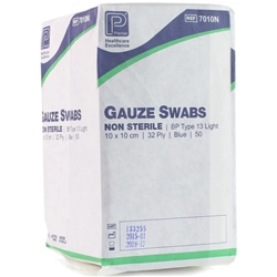 GAUZE SWAB BLUE BP 10X10CM 32 PLY - Pack of 50