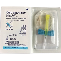 BD Safety-Lok Blood Set 23g x75" Per 50 Without Luer Adaptor 12" Tubing - Blue