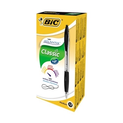 Bic Atlantis Retractable Ballpoint Medium Black Pens 12's - PACK (18)