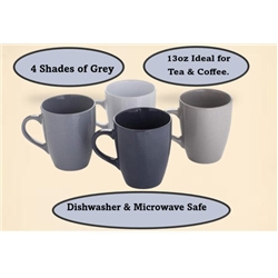 Sabichi Stoneware Grey Mugs Pack 4's