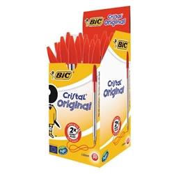 Bic Cristal Original Ballpoint Medium Red Pens 50's - PACK (20)
