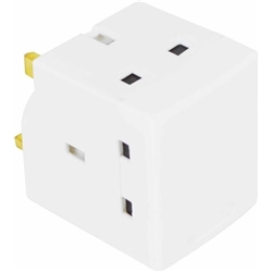 Status 3 Way Fused Plug Adapter White - PACK (8)