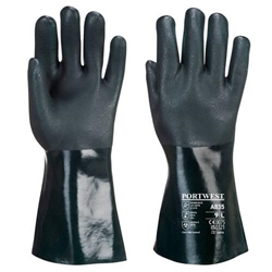 Portwest A835 35cm Double Dipped PVC Gauntlet Green XL