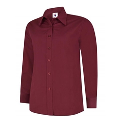 Uneek UC711 Ladies Poplin Full Sleeve Shirt Burgundy Medium