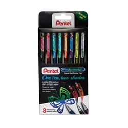 Pentel Hybrid DualMetallic 1.0mm Gel Pen 8-piece Cardboard Wallet Assorted Colours (Pack 8) - YK110/8-M