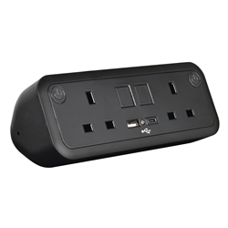 UNO  A+C - 2 power + 1 CAT6 data + dual fast charge USB A&C - Gloss black with matt black trim