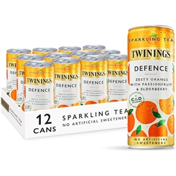 Twinings Defence-Orange and Passionfruit Flavoured Sparkling Tea-Refreshing Fruity Beverage(12X250ml Cans)