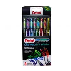 Pentel Hybrid DualMetallic 1.0mm Gel Pen 8-piece Cardboard Fantasy Assorted Colours (Pack 8) - YK110DM/8-M