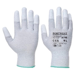 Portwest A198 Antistatic PU Fingertip Glove Grey Large