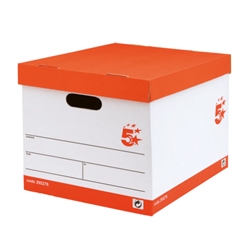 5 Star Office Storage Box/Lid Self-Assembly 321x392x291mm Red/White (Pack of 10)