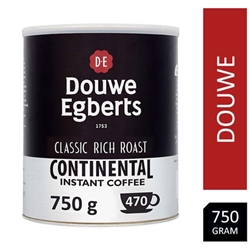 Douwe Egberts Continental Rich Dark Roast Instant Coffee 750g Tin - PACK (6)