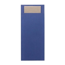 Europochette Classic Size Marine Blue Cutlery Pouch with Kraft 2ply Napkin (500 pack)