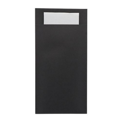 Europochette Royal Size Black Cutlery Pouch with White Soft 2ply Napkin (250 pack)