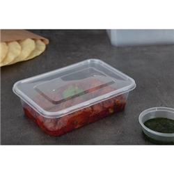 Fiesta Recyclable Plastic Microwavable Containers with Lid Medium 650ml (250 Pack)