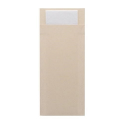 Europochette Classic Size Cream Cutlery Pouch with White 2ply Napkin (500 pack)