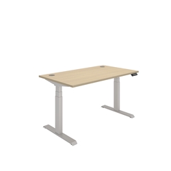 Core Office Rectangular Dual Motor Sit Stand Desk W1400 x D800 x H645-1305mm - Oak top with Silver legs