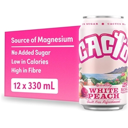 CACTO - CACTUS WATER - SPARKLING WHITE PEACH - 12 X 330ML