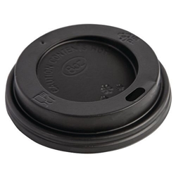 Fiesta Black Polystyrene Lids for 8oz Coffee Cups (50 Pack)