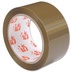 5 Star Office Packaging Tape Low Noise 50mm x 66m Buff Pack 6