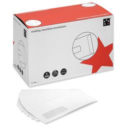 5 Star Office Mail Machine Envelopes Gummed Window 90gsm White DL [Pack 500]