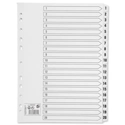 5 Star Office Index 150gsm Card with Mylar Tabs 1-20 A4 White