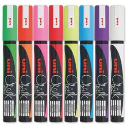 uni Chalk Marker Broad Bullet Tip PWE-5M Line Width 1.8-2.5mm Assorted Ref 153494341 - Wallet 8