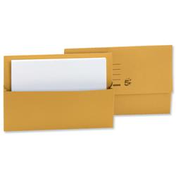 5 Star Office Document Wallet Half Flap 250gsm Recycled Capacity 32mm Foolscap Yellow [Pack 50]