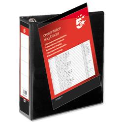 5 Star Office Presentation Ring Binder Polypropylene 4 D-Ring 50mm Size A4 Black [Pack 10]