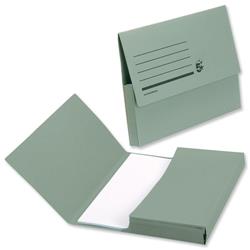 5 Star Office Document Wallet Half Flap 285gsm Recycled Capacity 32mm A4 Green [Pack 50]