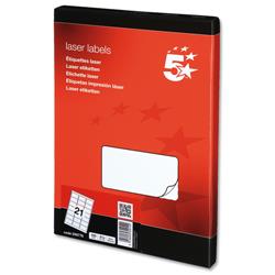 5 Star Office 5 Star Laser Labels - 21 per Sheet 100 Sheets