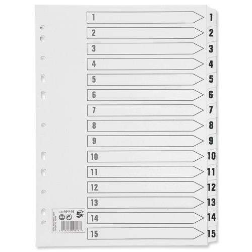 5 Star Office Index 150gsm Card with Mylar Tabs 1-15 A4 White - 464416 ...