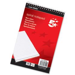 5 Star Office White Spiral Notepad Headbound Ruled 300 [Pack 10] - 330038