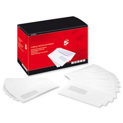 5 Star Office Mail Machine Envelopes Gummed Window 90gsm White C5 [Pack 500]