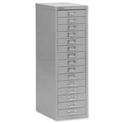 Bisley SoHo 15 Drawer Multidrawer Cabinet 279x380x860mm Grey Ref H3915NL-av4