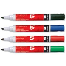 5 Star Drywipe Marker Bullet Tip Assorted [Pack 12] 500828