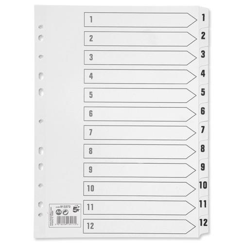 5 Star Office Index 150gsm Card with Mylar Tabs 1-12 A4 White - 913373 ...