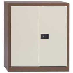 Trexus Two Door Steel Storage Cupboard 914x400x1000mm Coffee/Cream Ref E402A01-av5av6
