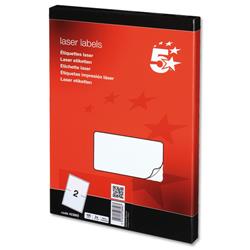 5 Star Office Black/White Multipurpose Labels Laser 2 Per Sheet 199.6X143.5mm