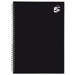 5 Star Office Black/White Notebook Twin Wirebound Hard Cover [Pack 5] - 930264